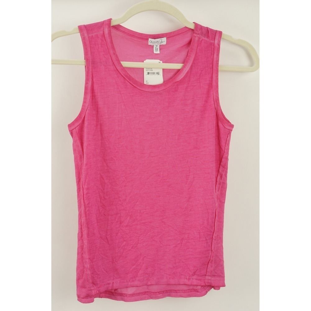 New Olivia Sky Women's Size‎ M Hot Pink Heather Rayon Jersey Sleeveless Crew Top